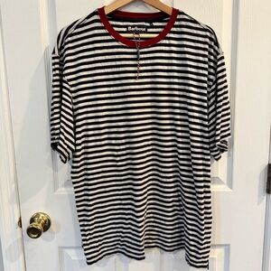 Mens BARBOUR Cotton Navy White Quay Striped Short Sleeve TShirt Tailored XXL New